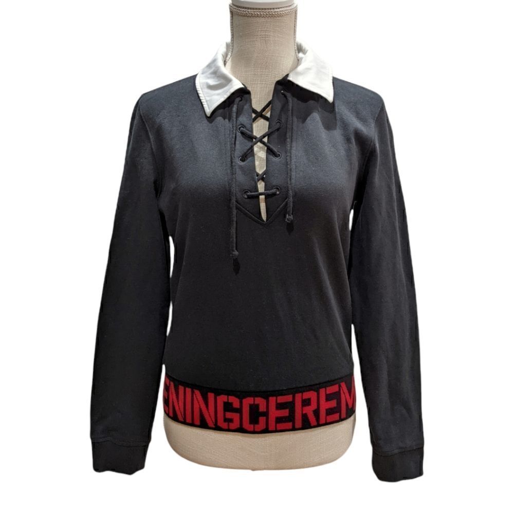 Opening Ceremony Women's Black Front Laced Collared Sweater Size S/P